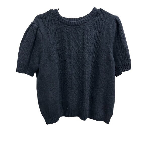 Free Assembly NEW Navy Cable Knit Short Sleeve Sweater Sz XXXL - Picture 1 of 9